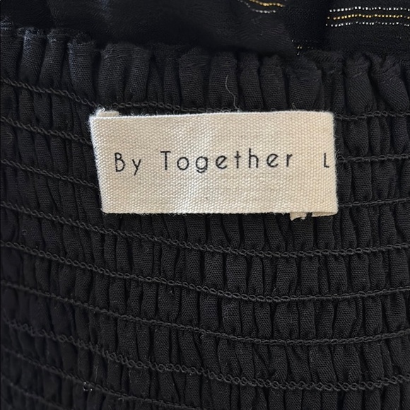 By Together Black Metallic Sequins Balloon Sleeved Smocked Mini Dress 0130 - Picture 10 of 11